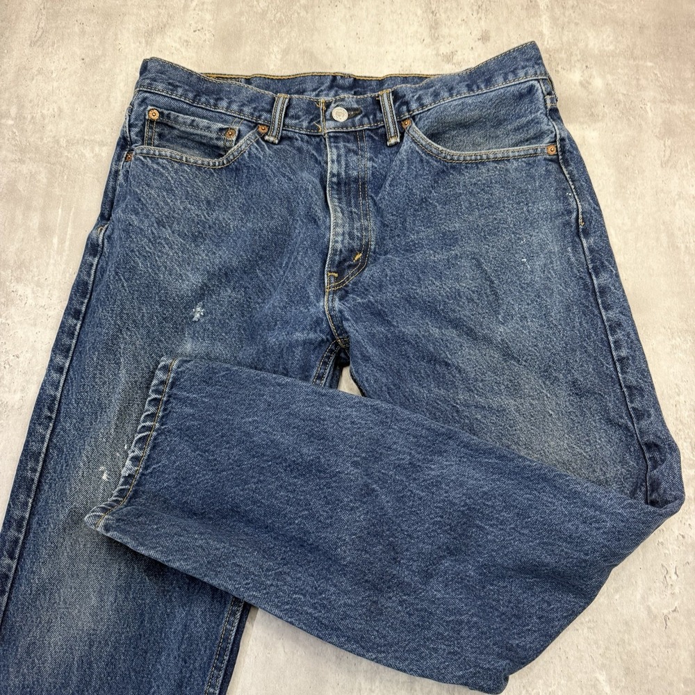 Levis 505 Regular Fit Jeans Mens 34x30 Light Wash Blue Denim Straight Leg Y2K